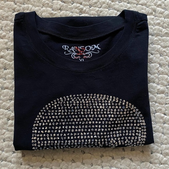 Ransom Silver Metallic Skull Black T-shirt Top S tee - Picture 7 of 7